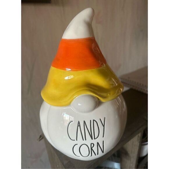 Rae Dunn  “Candy Corn” Ceramic Halloween Gnome Figurine - Picture 1 of 1